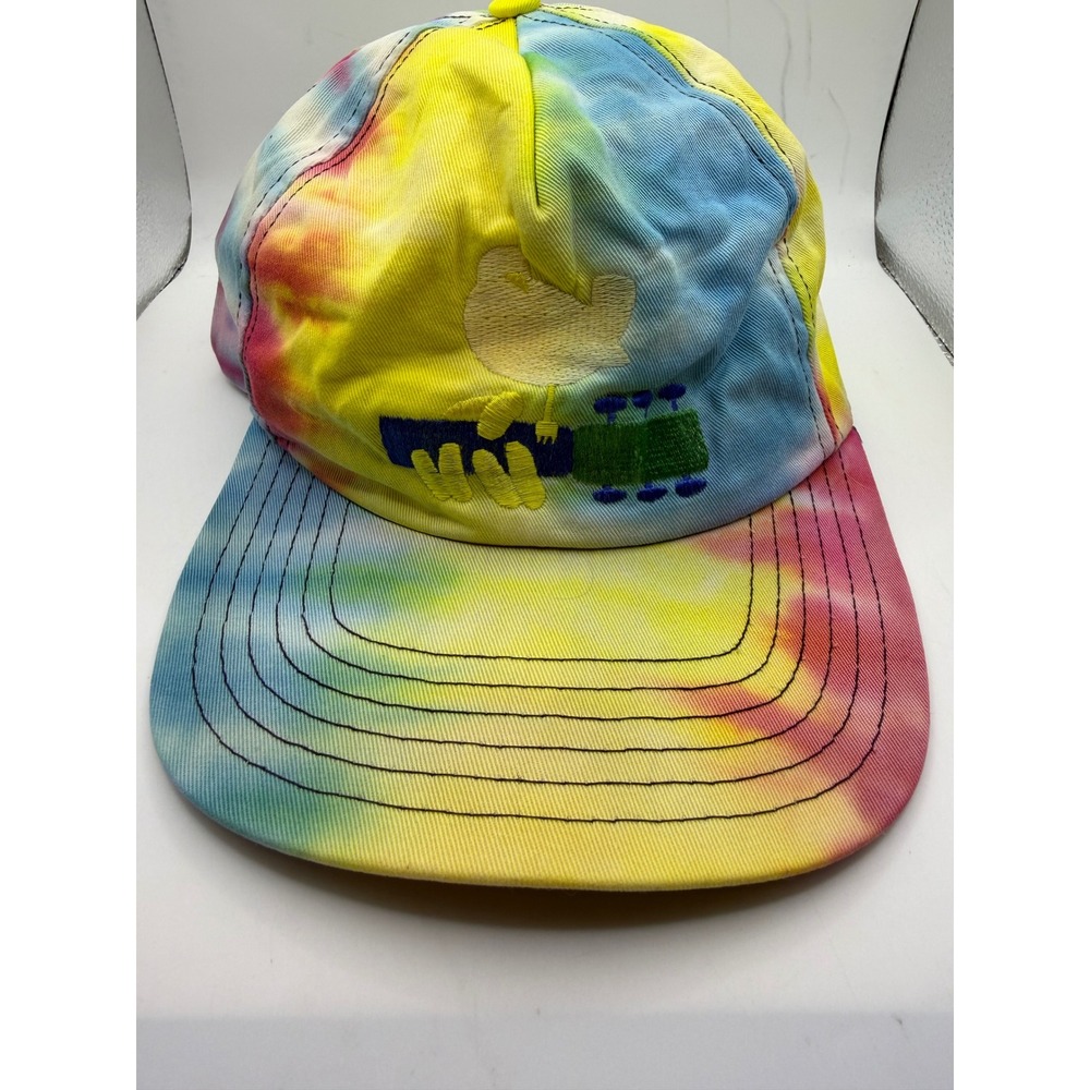 Vintage Woodstock Tie Dye Hat Bird Guitar Embroidery Made in USA Strapback Cap
